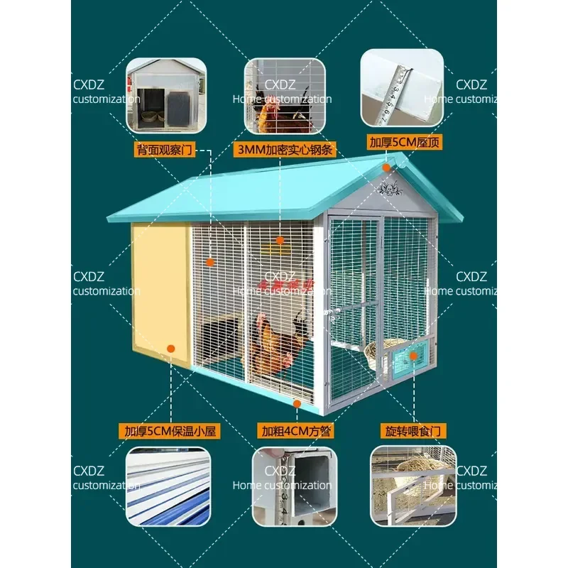 Large Outdoor Chicken Coop Weatherproof Warm Poultry House Rabbit Hutch Anti Predator Cage for Backyard Farming Breeding