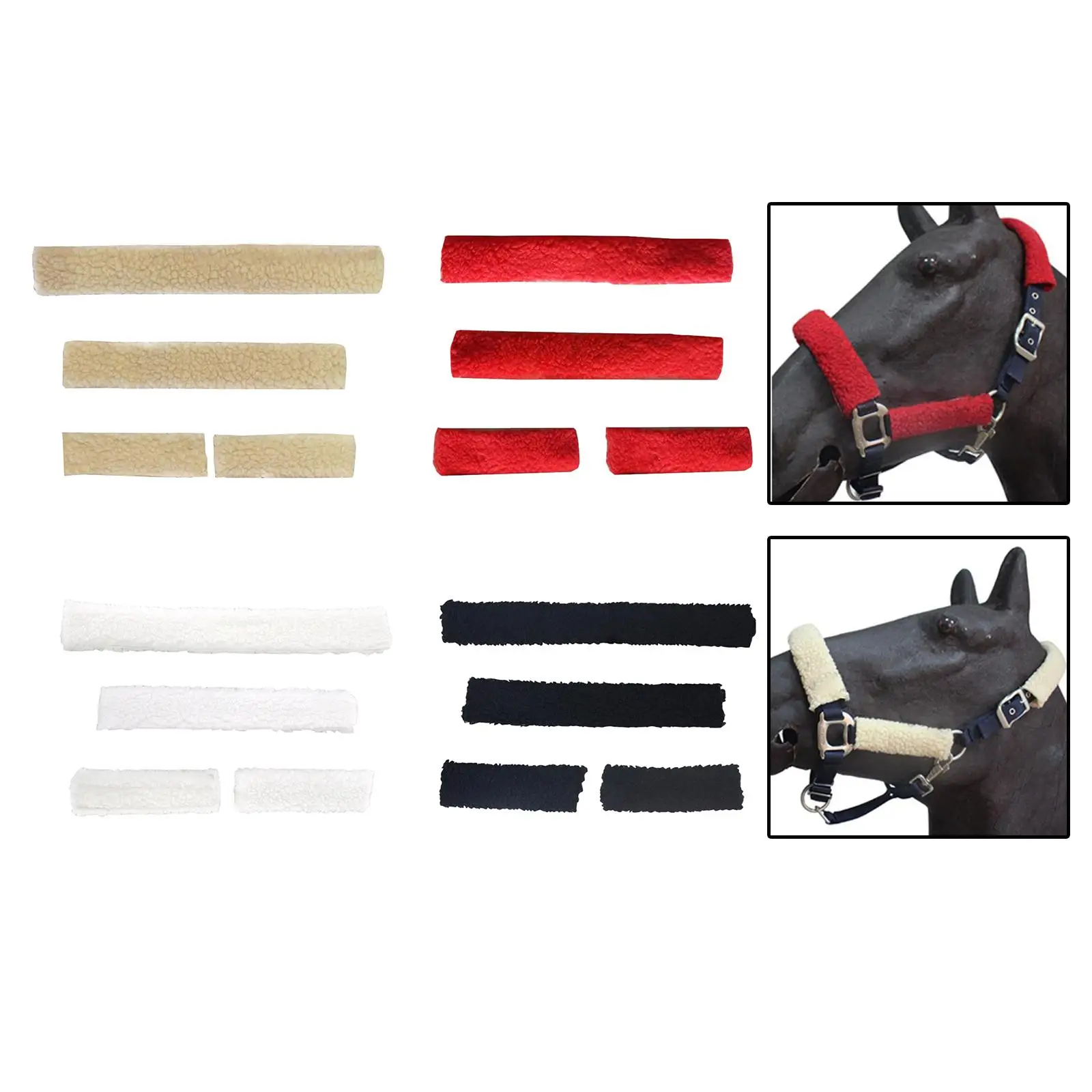 Equine Plush Halter Covers Cushioned Bridle Training Nose Guard Tube Set Supplies for Horses Stable Riding Care Accessories