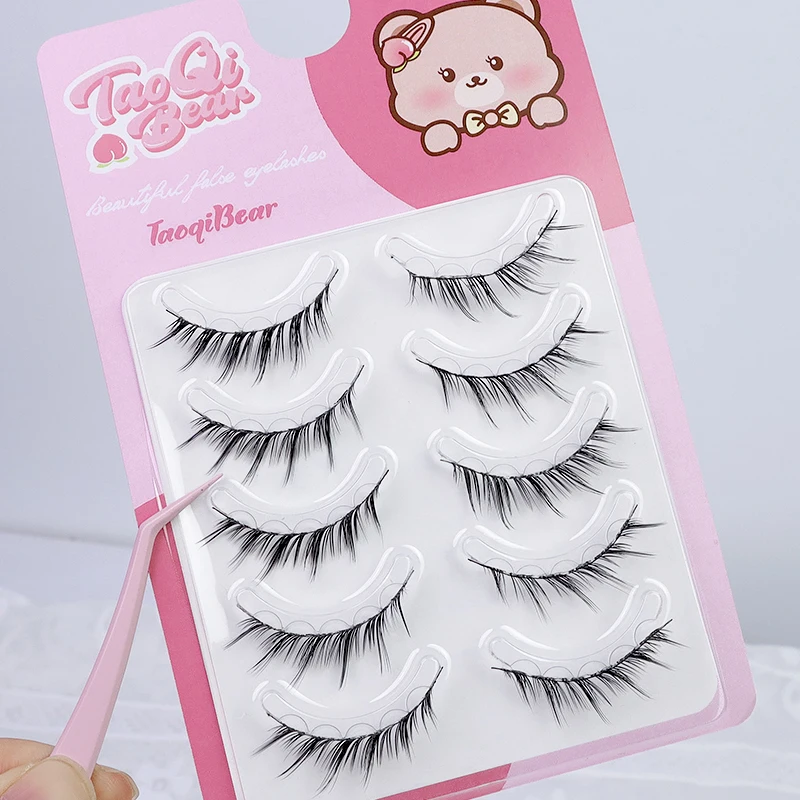 5 أزواج من الرموش الصناعية ذات الشريط الكامل مع شريط أسود ناعم، خالي من الغراء، ذيل ممدود عين الثعلب، قابل لإعادة الاستخدام #6