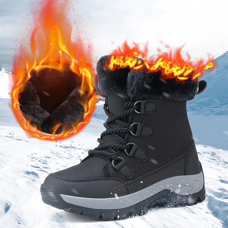 Botas de Invierno para Mujer, Cálidas para Exteriores, con Piel Sintética,  Botines Antideslizantes y Resistentes al Desgaste