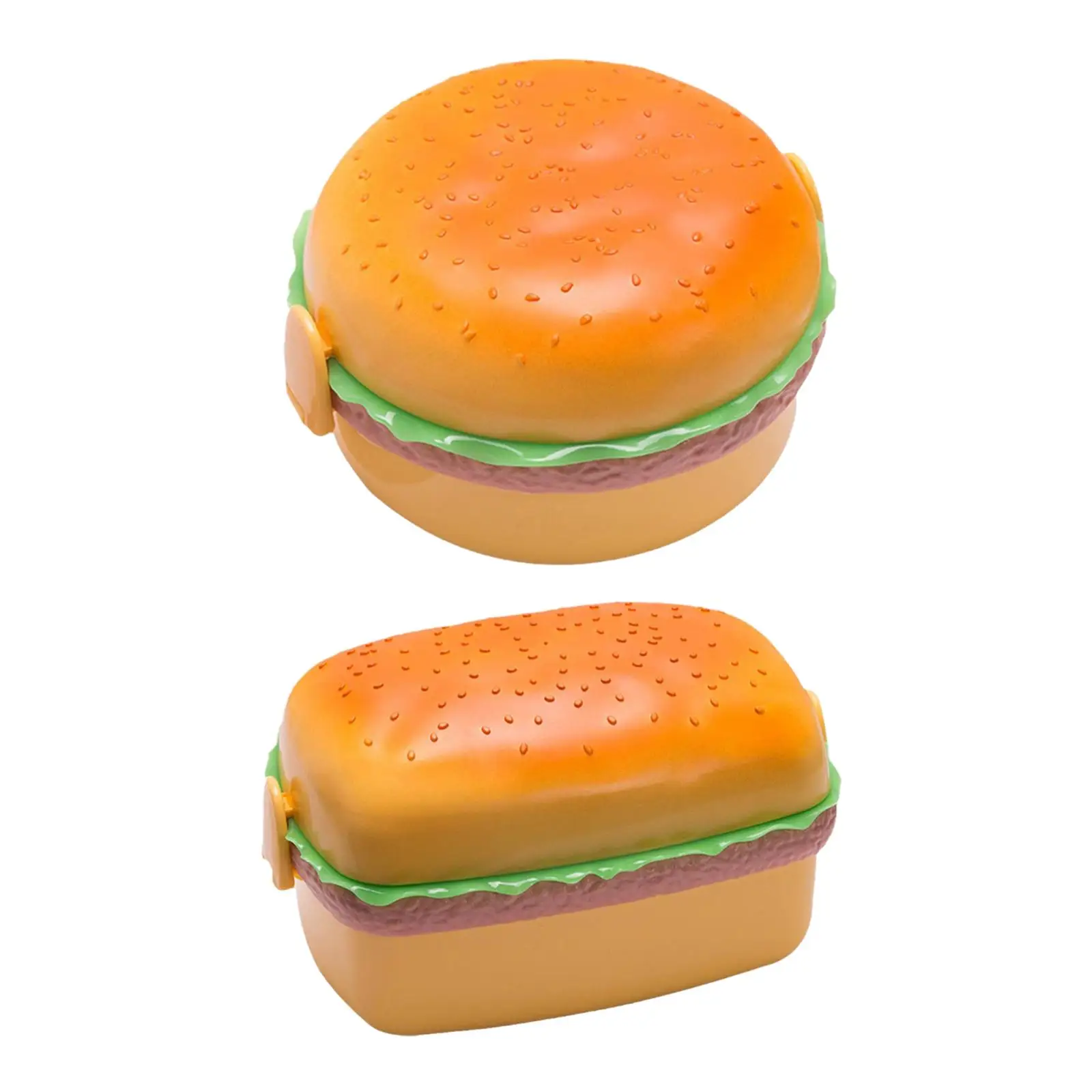 Lunch Box Hamburger Shaped 3 Layer Bento Box for Hot or Cold Food Storage