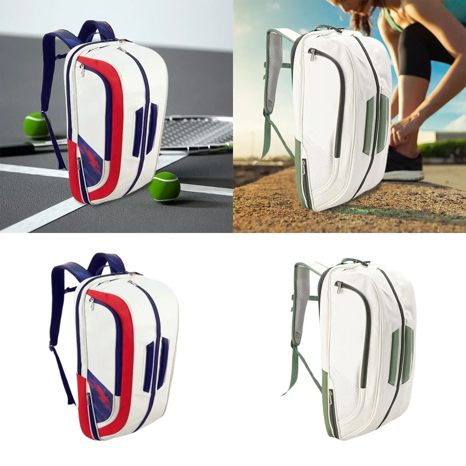 バドミントンラケットバックパック シューズコンパートメント付き スポーツバックパック PUレザー 防水 多目的 メンズ レディース テニスバッグ