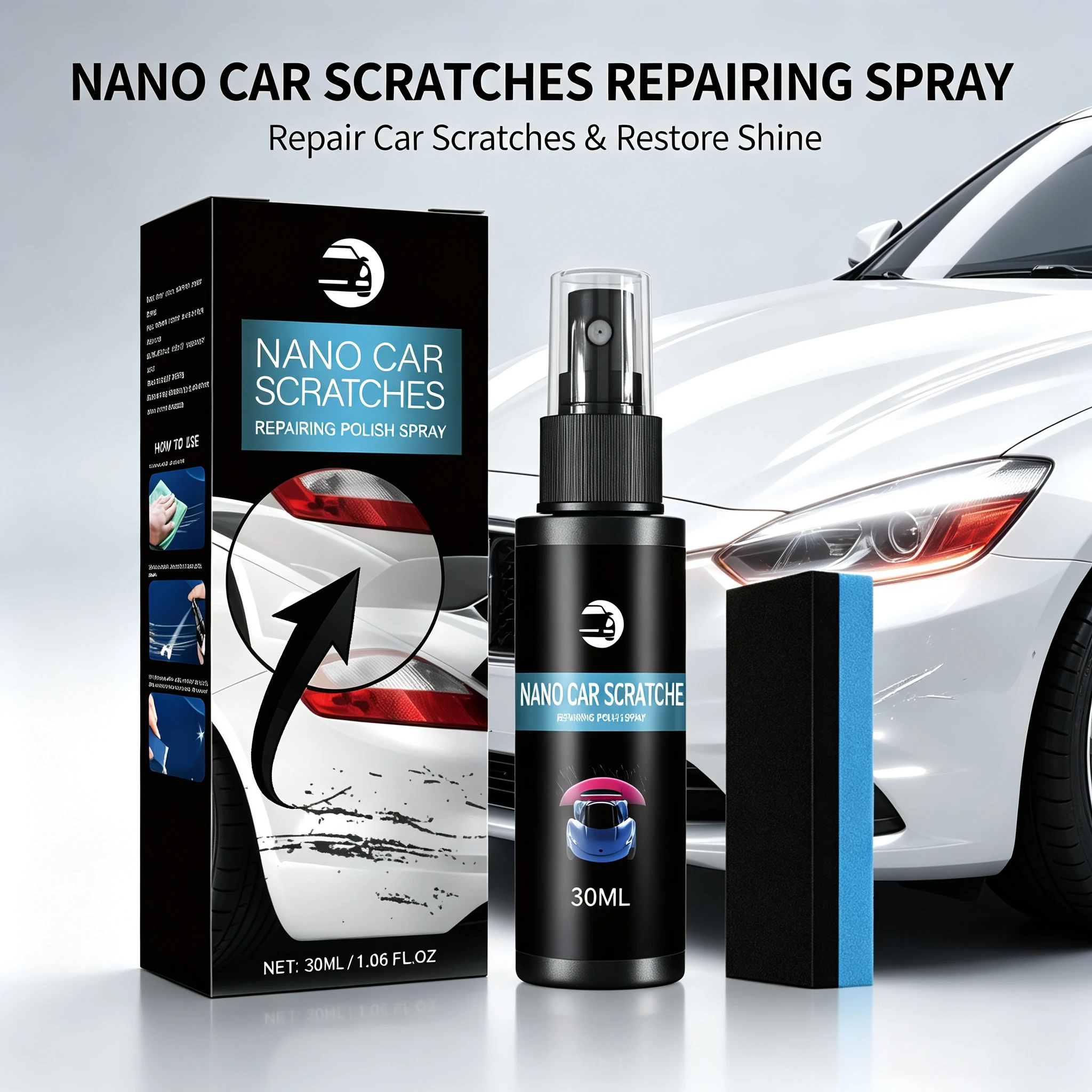 2-in-1 Car Scratch Polish & Repair Auto Paint Scratch Remover Safe Care Tool for Car Body Composite Material Detailing Supply