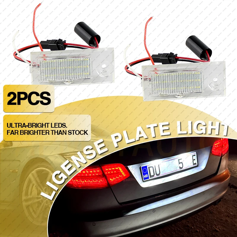 2 قطعة Canbus LED رقم لوحة ترخيص أضواء لأودي A6 C5 4B سيدان 1997-2004 مصابيح ترخيص بيضاء OEM # :4B5943021 اكسسوارات السيارات #1