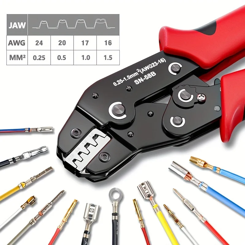 Wire Crimper Tool for Open Barrel Terminal Connectors, Electrical Crimping Tool for Molex Style Deutsch DELPHI AMP Dupont