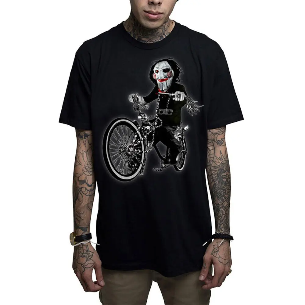 Men's Jigsaw Black Short Sleeve T Shirt Clothing Apparel Tattoo Skull...  Tees Cotton Luxury brand vintage oversized