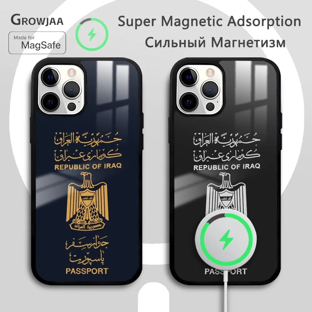 

Iraqi passport pattern Phone Case For iPhone 16 15 14 13 12 11 Pro Max Plus Mini Magsafe Mirror Wireless Magnetic Funda