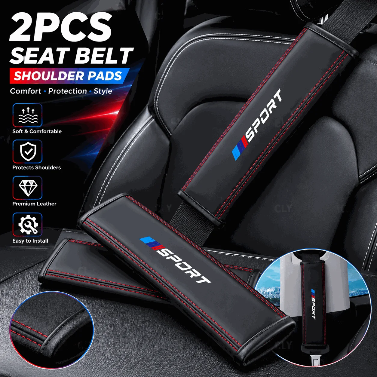 

2pcs Leather Car Shoulder Guard Seat Belt Pad Cover For BMW 1 3 5 Series G30 G20 F30 F10 E60 X1X3 E70 F15 Auto Accessories