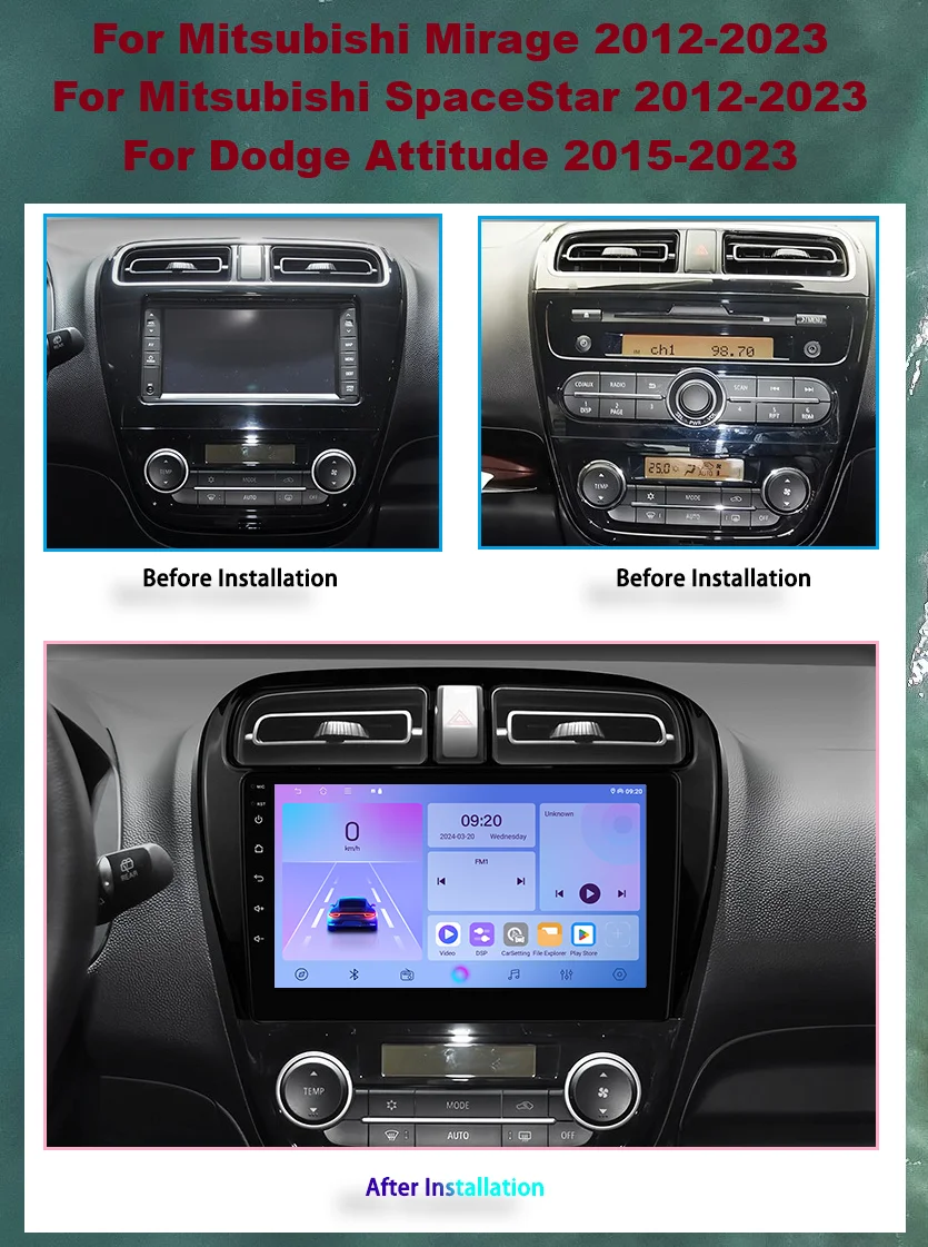 2 Din أندرويد 15 راديو السيارة لميتسوبيشي ميراج سبيس ستار موقف 2012-2023 نظام تحديد المواقع والملاحة Carplay السيارات سيارة مشغل وسائط متعددة #2