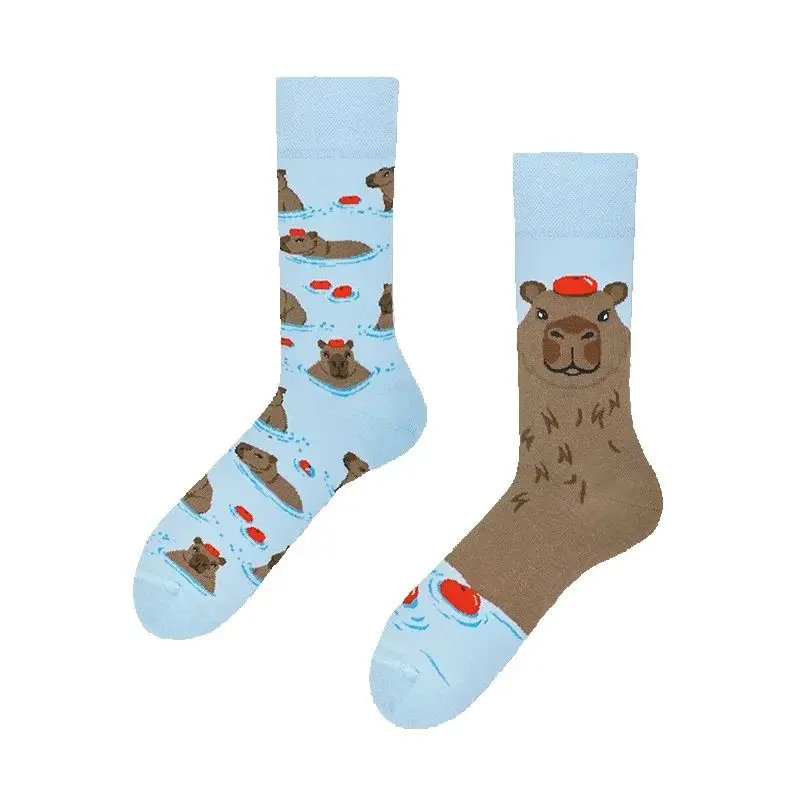 Funny Cute Capibara Cotton Crew Socks Unisex Women Men Fashion Harajuku Socks Novelty Hip Hop Crazy Gift Socks Wholesale image 6