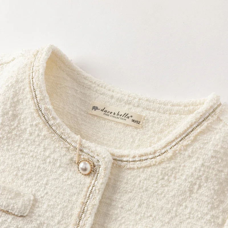 Dave Bella Children Girl's 2024 Spring New Fashion Casual Classy Noble Cardigan Knit Overcoat Princess Outdoor Party DB 1248702