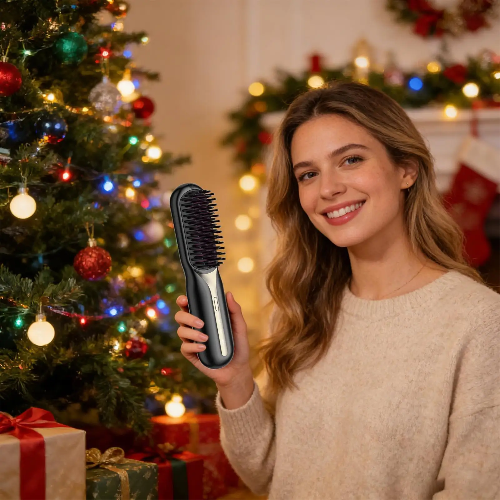 

Hair Straightener Brush 3 Temperature Settings Styling Tools Hair Straightening Comb for Girls Morning Rush Home Outdoor Travel