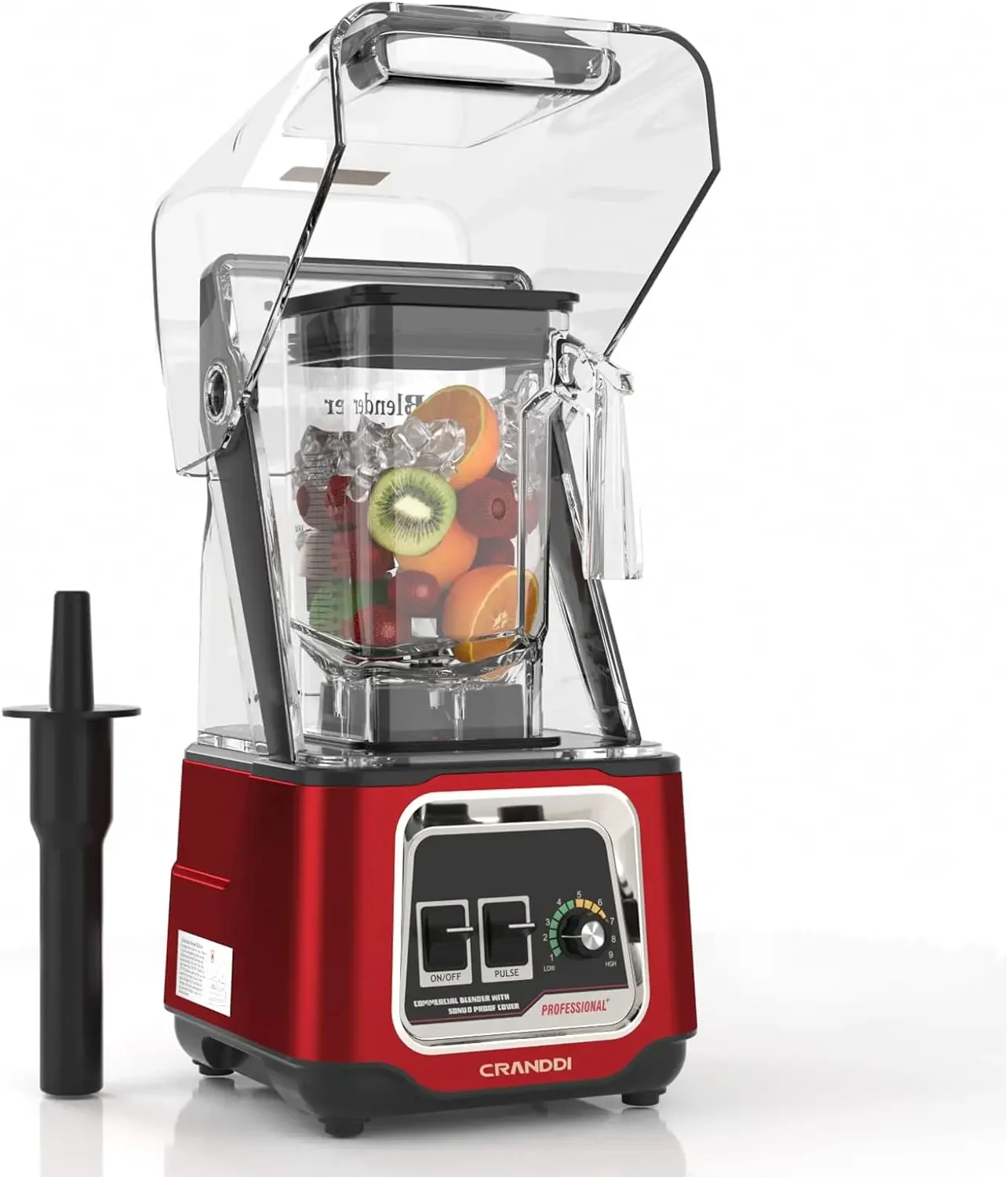 CRANDDI Commercial Smoothie Blender, Liquidificador de bancada profissional com escudo removível, Motor forte 2200W