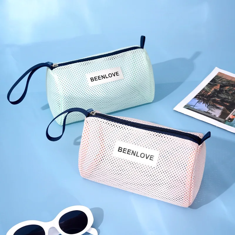 

Women's Makeup Bags Simple Mesh Handheld Cosmetic Bags Large Capacity Portable Beach Multi Functional Storage Bags For Girl