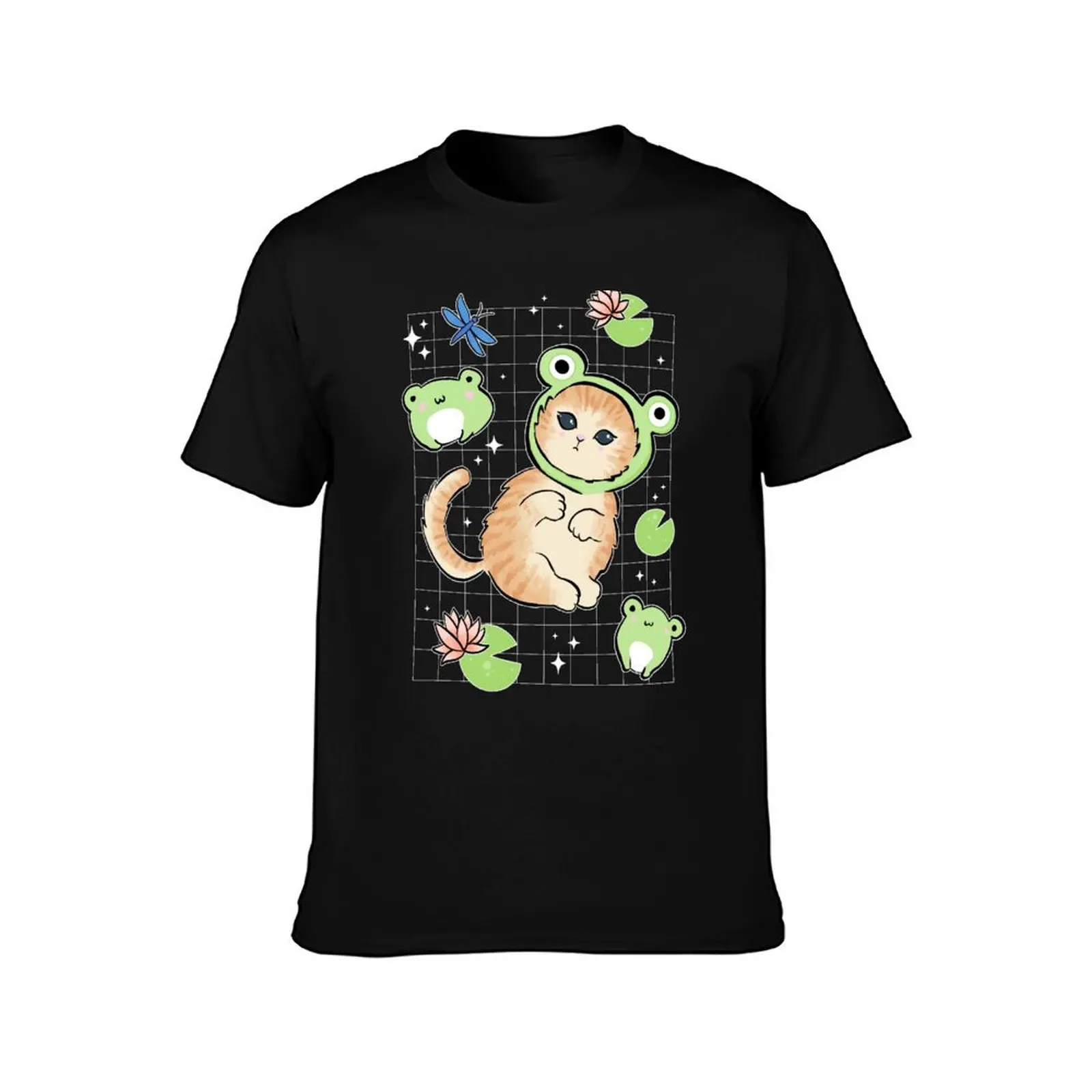 Kawaii Toads and Cat in Frog Hat: Retro 90s Cottagecore Aesthetic with a Funny Kitten in Frog Costume T-Shirt