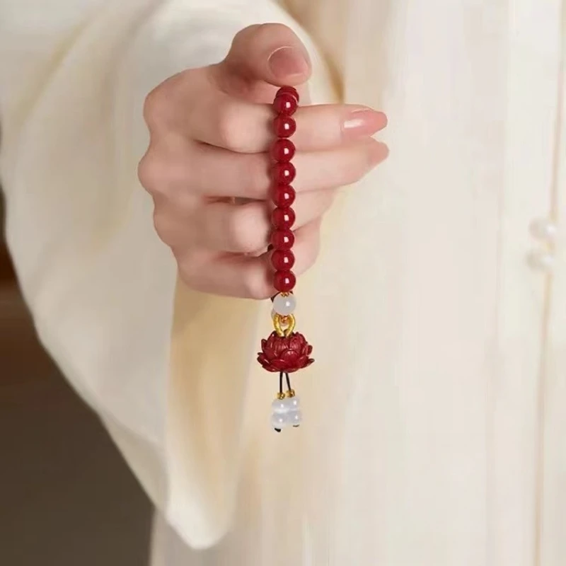 

Lotus Cinnabar Bracelet, Ethnic Style Men and Women, Fashion Jewelry, Gifts