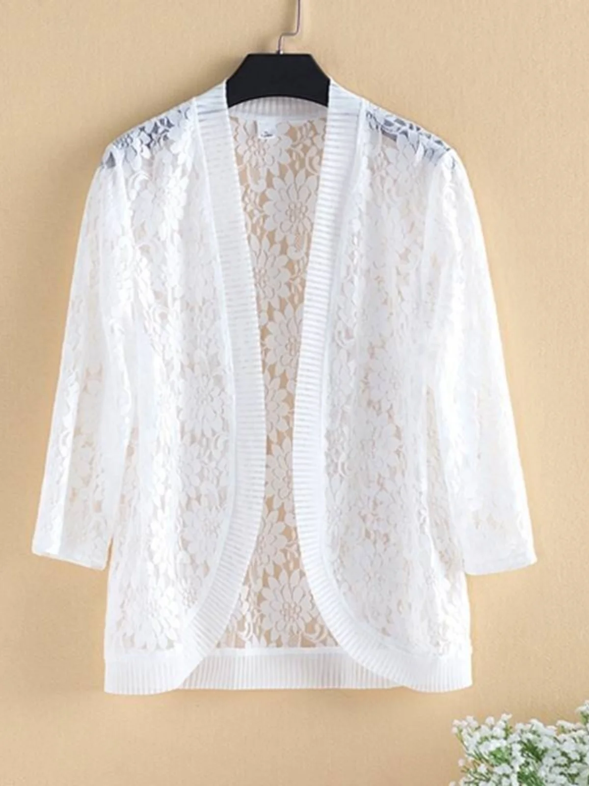 Lace Short Outerwear Thin Women's Jacket with Strap Dress Cover up Summer Autumn Large Size Sunscreen Clothing Air Conditione...