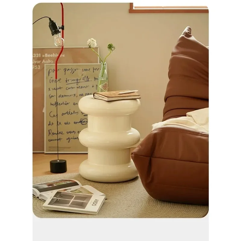 

Ottoman Low Stool Side Table Footstool Footrest Memphis ABS Plastic Round Edge Pilastro Dressing Work Living Room Indoor Stool