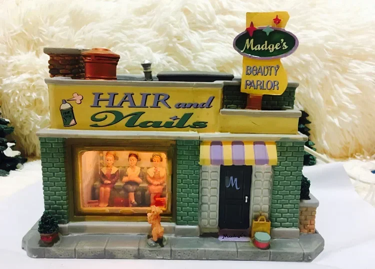 Handicraft Ceramic House Night Light Shop Street View Manicure Salon Delicate Girl Hairdressing Salon House Modeling Home Decor