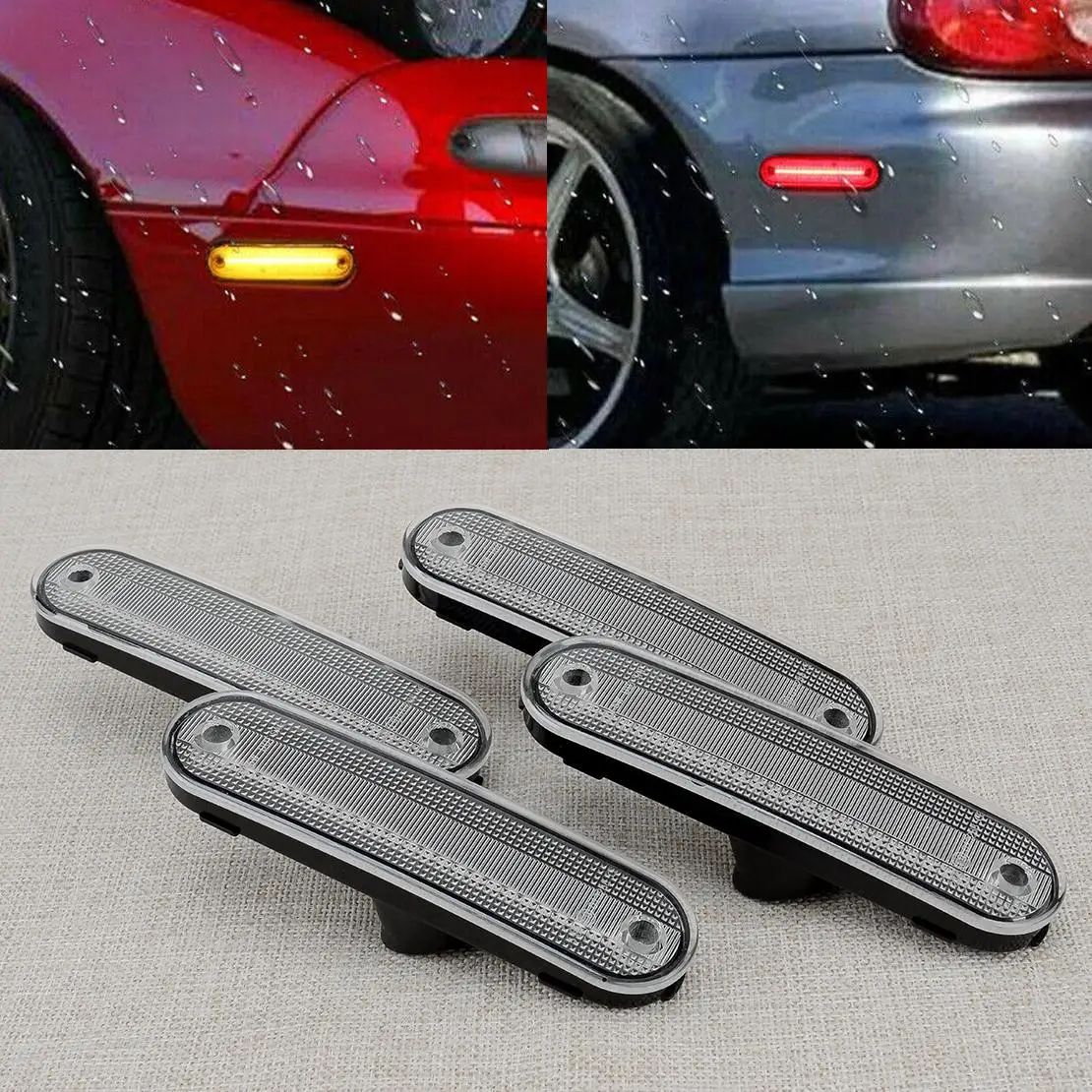 

NA01515FX 8BN1-51-120 MA2550107 MA2551107 4Pcs/Set Clear Lens Front Rear Static LED Side Marker Light Fit For Mazda Miata MX-5