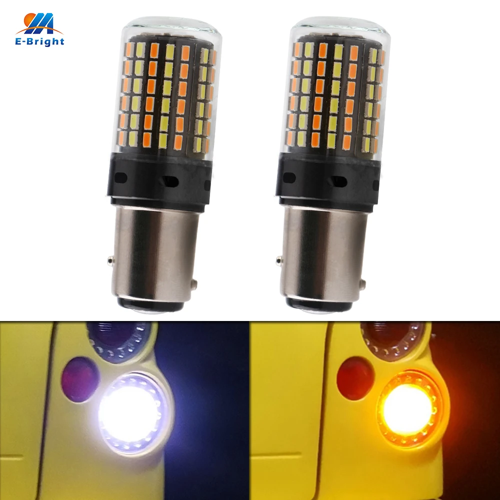 

2Pcs 12V Dual Color p21/5w 1157 BAY15D 3014 LED 3157 T25 7443 W21W White+Yellow Switchback Led Bulb DayLight Turn Signal Light