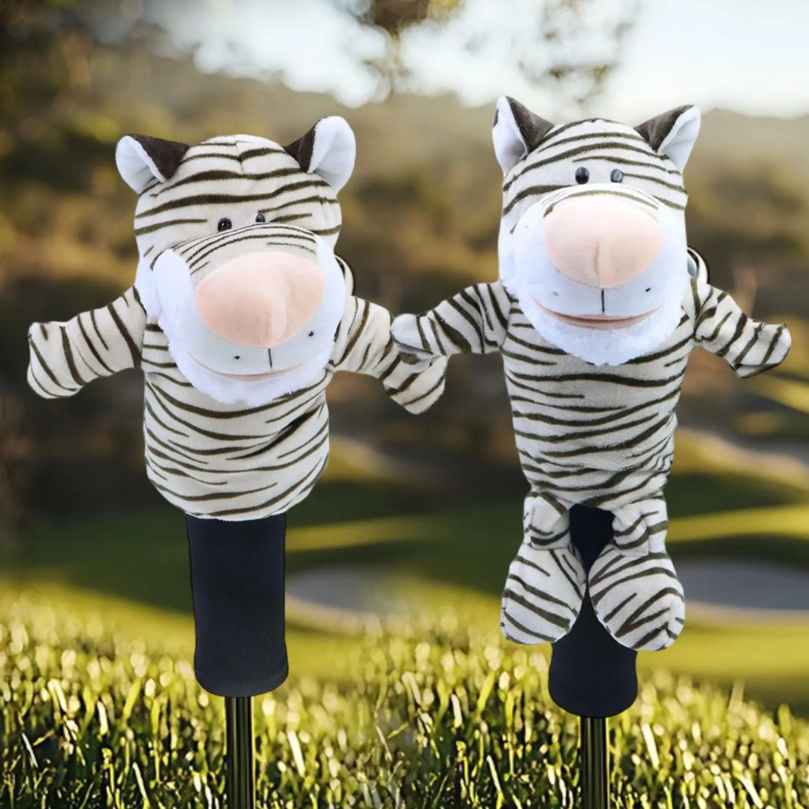 

2x Tiger Plush Golf Club Head Covers Present Adorable Protection Sleeves