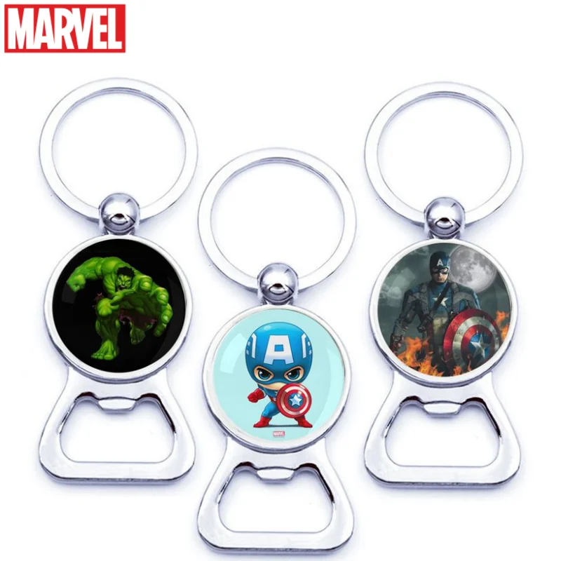 New Marvel The Avengers Spiderman Iron Man Hulk Cartoon Creative Keychain Pendant Personalized Anime Movie Bottle Opener Pendant