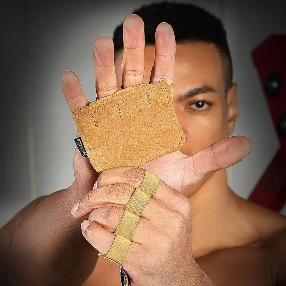 

1Pair Leather Weight Lifting Training Gloves Anti-Skid Palm Protection Gym Gloves Grips Four-finger Thicken