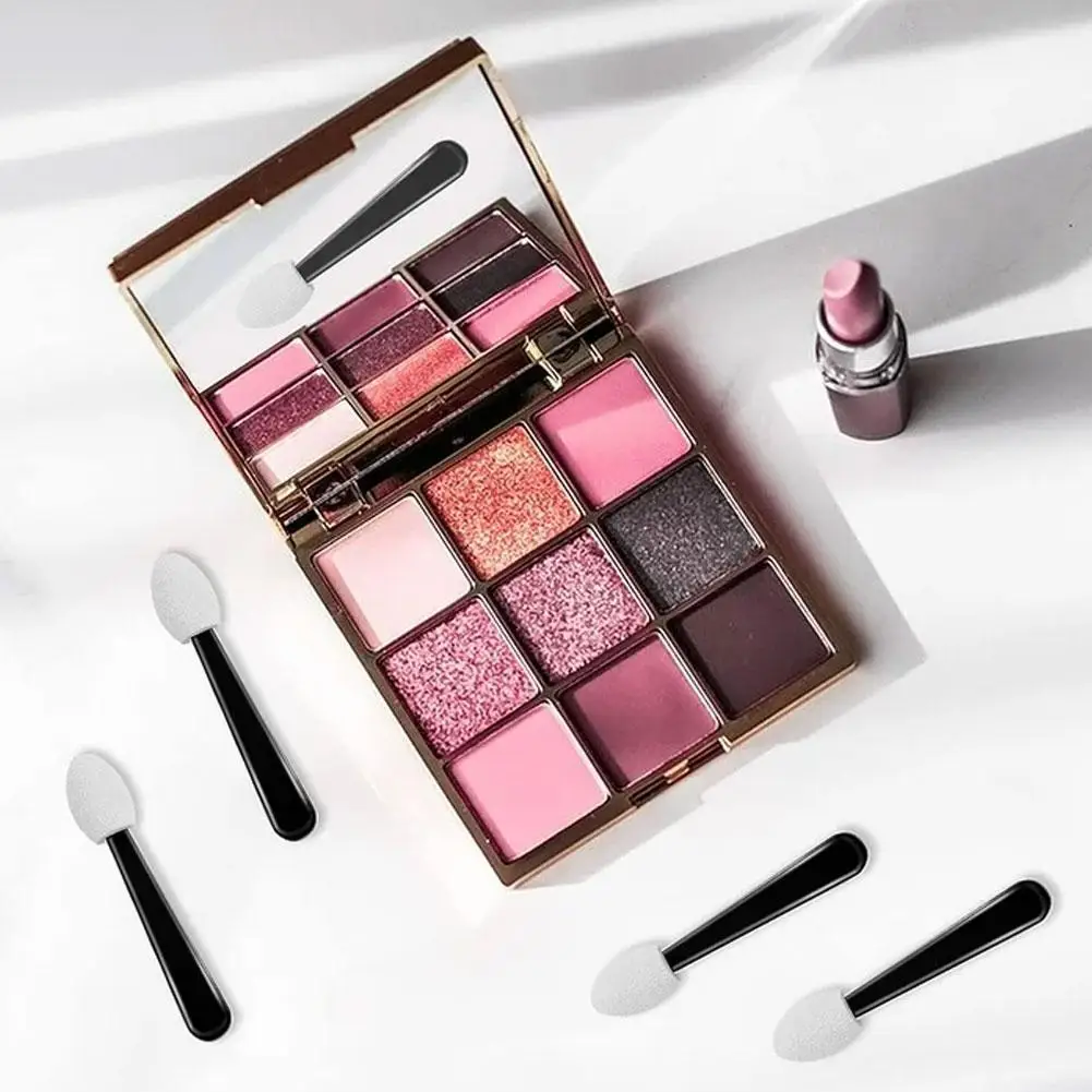 แปรงอายแชโดว์แบบหัวเดียว ด้ามสั้น ใช้ซ้ำได้ แปรงแต่งหน้าแบบฟองน้ำสองด้าน แปรงแต่งหน้าแบบฟองน้ำสำหรับทาอายแชโดว์