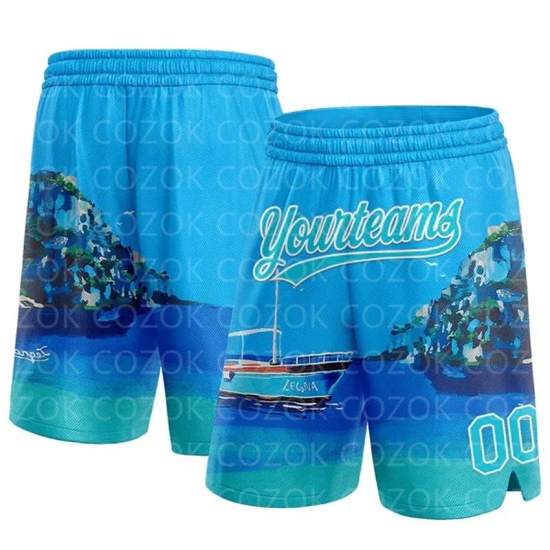 Custom Palm leaf Authentic Basketball Shorts 3D Printed Men Shorts Your Name Mumber Quick Drying Beach Shorts