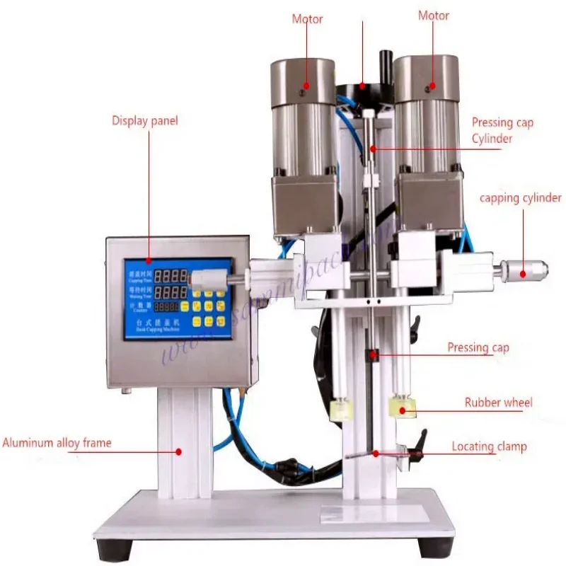 Máquina tampando elétrica semiautomática de mesa para garrafa de água de vidro pequena com tampa de parafuso de plástico