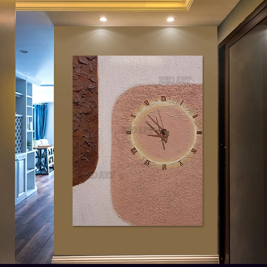 

Декор офисной комнаты, абстрактные часы ручной работы, картина на холсте, большие настенные картины, набор для украшения отеля, роскошный набор панелей