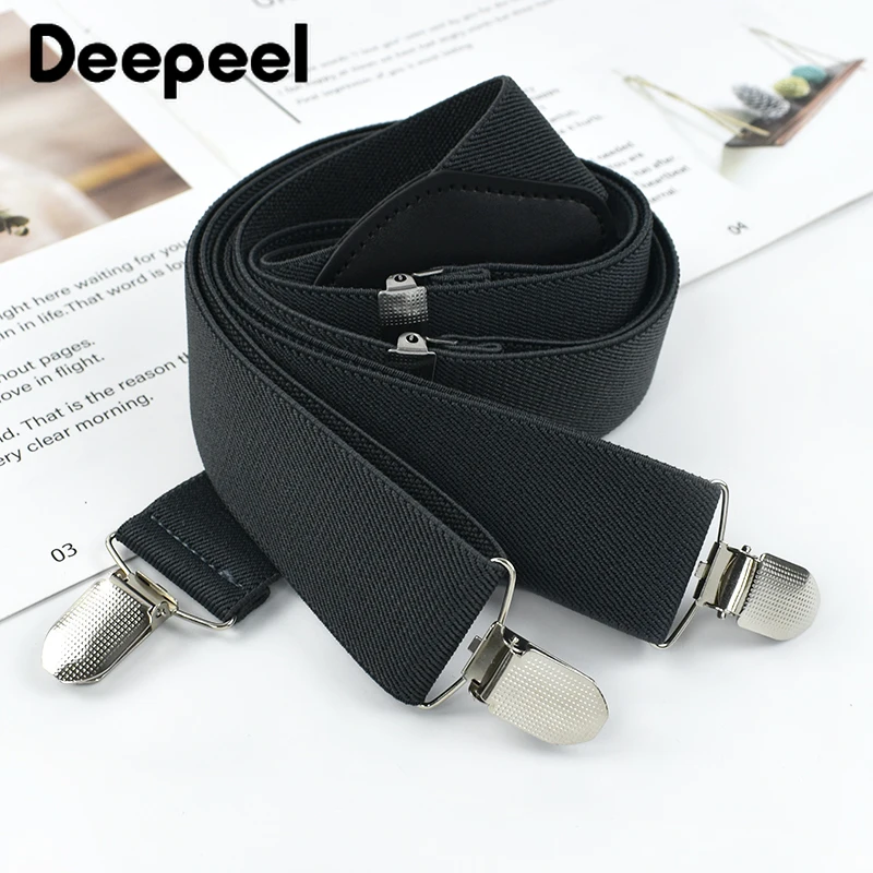 Deepeel 3.5*120cm New Men Suspenders High Elastic Braces Adjustable 3 Clip Metal Buckle Shirt Suspender Wedding Suit Accessories
