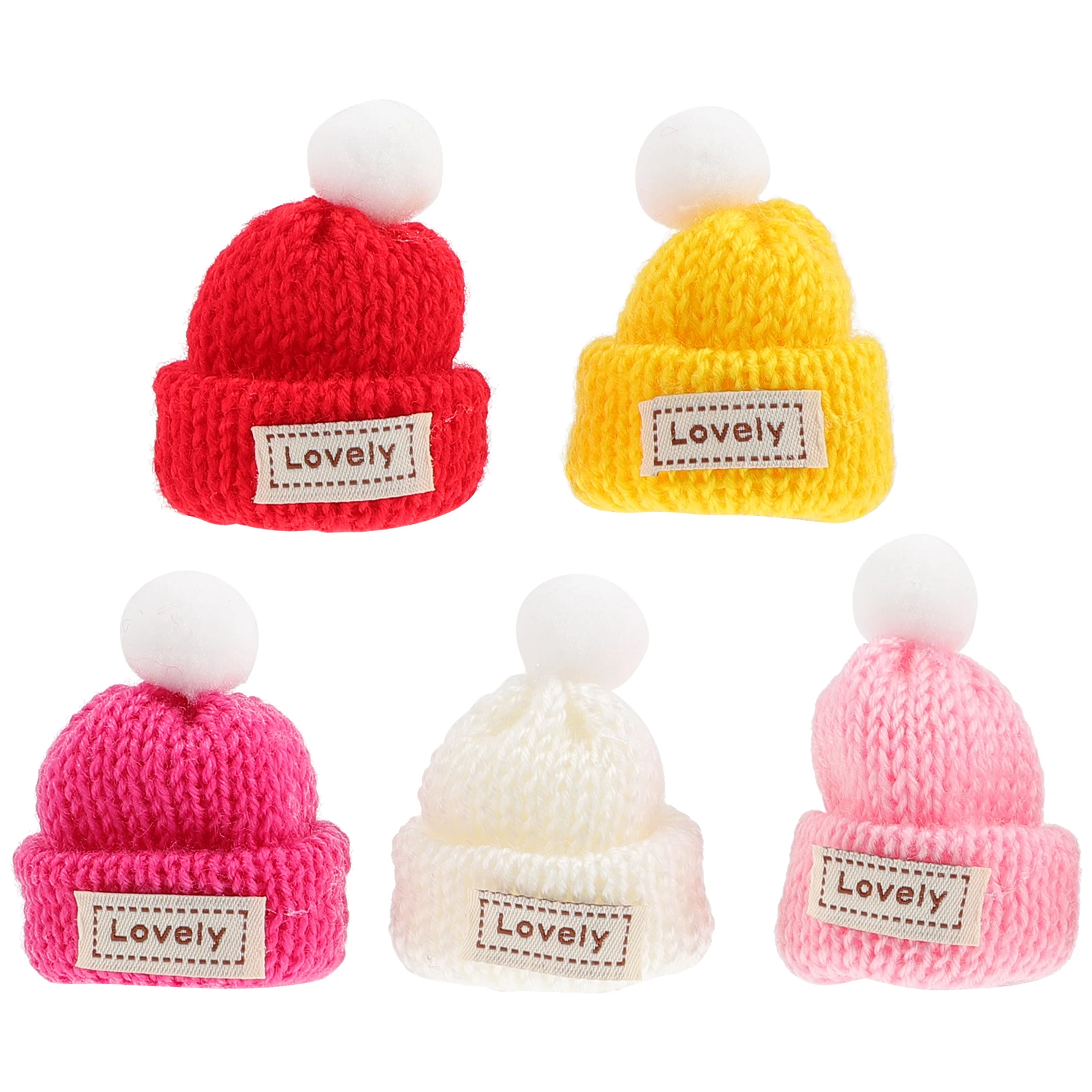 

5Pcs Mini Knitting Wool Yarn Hats Christmas Tree Ornaments DIY Craft Accessories Festive Decorations for Party Handmade Props