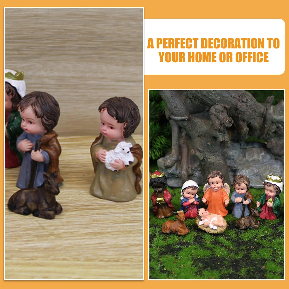 

1Set Jesus Nativity Statue Resin Craft Small Desktop Religious Ornament Perfect Gift for Church Festive Atmosphere Decor