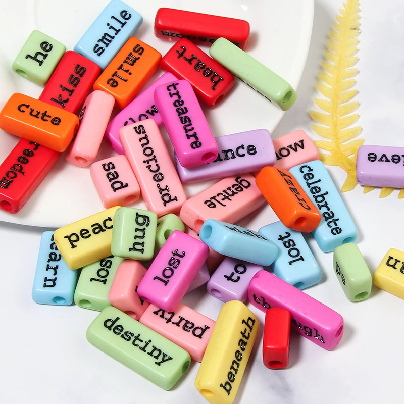 38-50 Stück/Lot Rechteckige Buchstabenperlen Acrylperlen Quadratische Lose Abstandsperlen für Schmuckherstellung Handgemachtes Armband Halskette – Detail 4