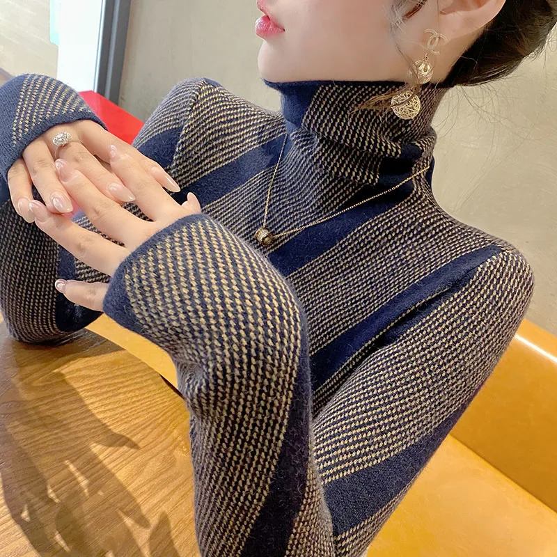 Women Early Spring Daily Casual Commuting Sweaters Vintage Fashion Slim Knitted Pullovers Simple Elasticity Top Knitwear