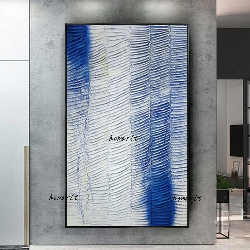 

100% Handpainted Oil Painting On Canvas Blue Sea Oil Painting Abstract Modern Canvas Wall Art Living Room Decor Picture