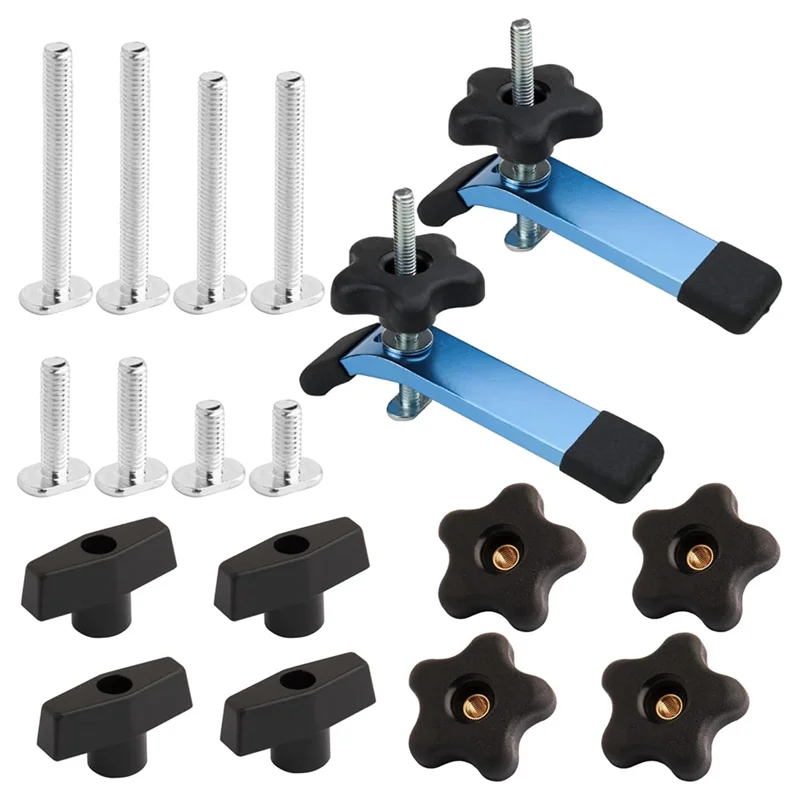 

BMBY-72250 T-Track Hold Down Clamp,5-1/2 Inch X 1-1/8 Inch,2 Pack,And T Track Knob Kit Accessories For Woodworking Jigs