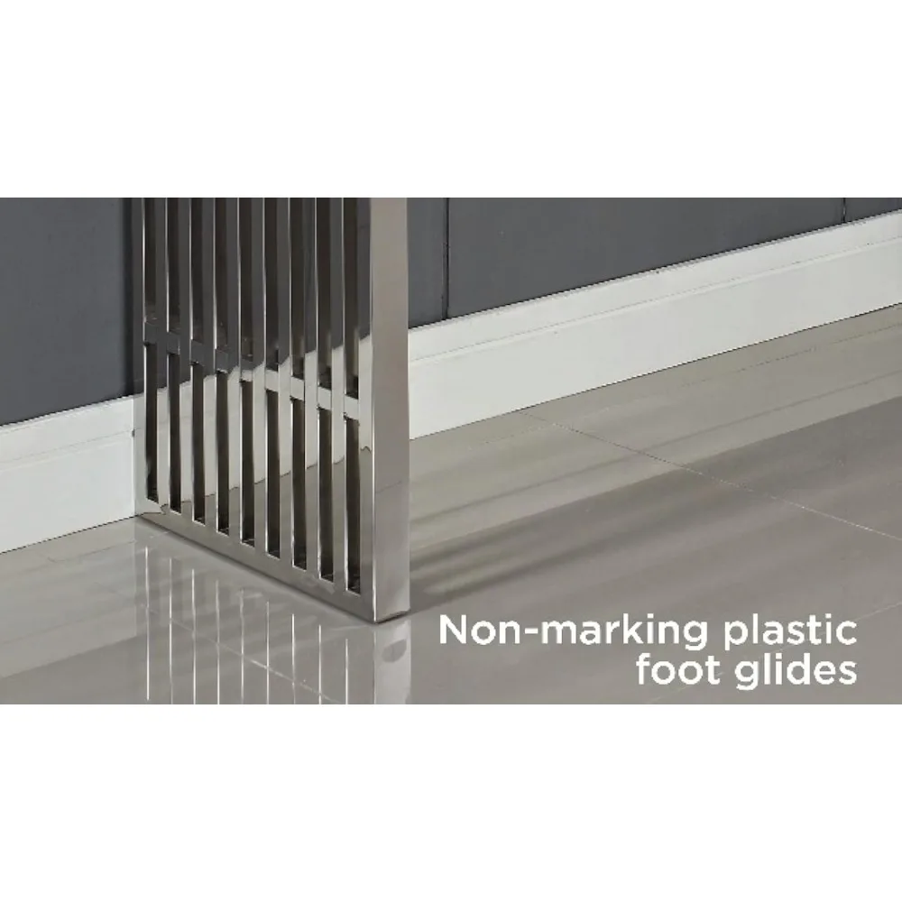 طاولة كونسول حديثة معاصرة من الفولاذ المقاوم للصدأ من Gridiron، فضي #5