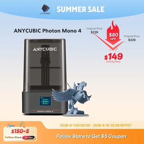ANYCUBIC Photon Mono 4 AE Version LCD UV Resin 3D Printer with 7" 10K high-definition screen High-Speed 3D Printing 153×87×165mm
