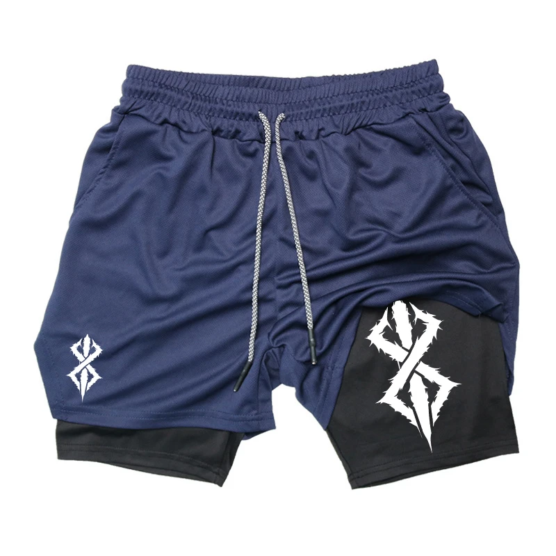 Summer Shorts for Men 2 in 1 Athletic Gym Workout Running Performance Print with Phone Pocket Quick Dry Breathable
