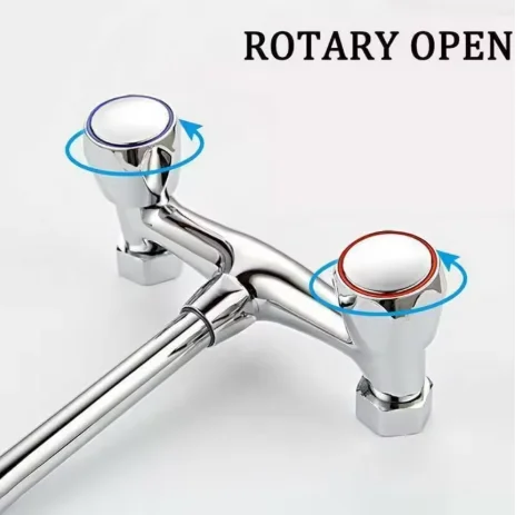 2pcs Chrome Plated Faucet Cover Set for Kitchen And Bathroom Hot/Cold Tap Top Head Handle Replacement