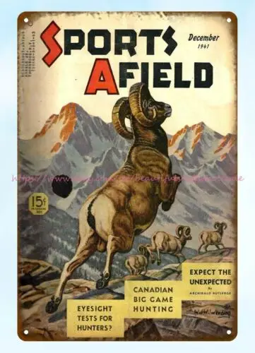 home accents wall art 1941 SPORTS AFIELD big game hunting metal tin sign