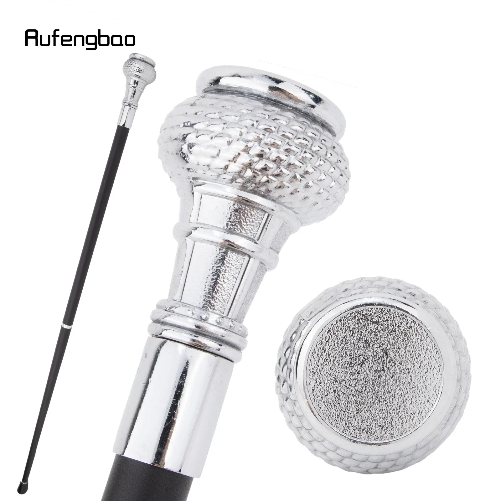

White Luxury Round Flat Fashion Stick Party Decorative Cane Elegant Crosier Knob Walking Stick 91.5cm Performance Stage Cane