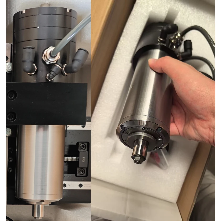 

Шпиндель ATC 1,8 кВт, 220 В, 60000 об/мин, 62 мм, автоматическая смена инструмента с водяным охлаждением для фрезерного станка из ПВХ с ЧПУ, керамический подшипник