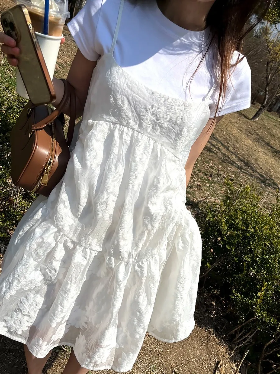 Chique zomer nieuwe zoete anti-aging zware borduurwerk ontwerp losse maxi rok strapl Dr dames faionable Ele Sle