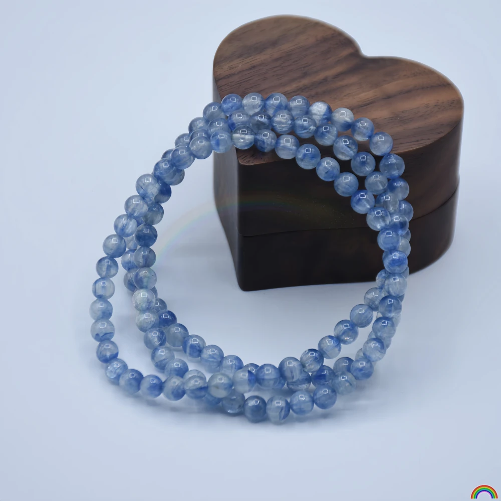 

Natural Blue Crystal Three Circle Hand String Transparent Blue Cat Eye Tranquil Sea Floating Light Crystal Jewelry Gift Rwbuye