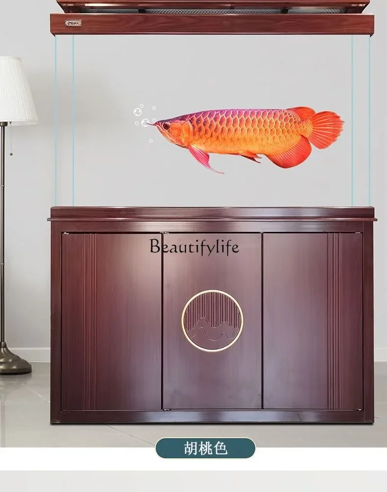 

yj9 Living Room Home Aquarium Floor Lazy Change Water Ecological Glass Small Fish Globe with Cabinet