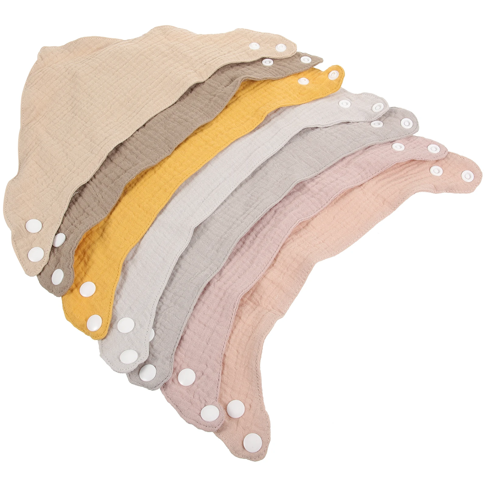 

7Pcs Cotton Bibs Multicolor Reusable Small Clothes Protector Adjustable Drool Catcher for Toddler Dinner Meal Time